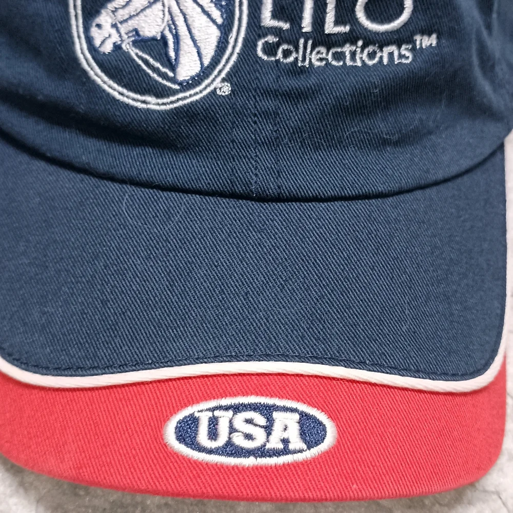 LiLo Collections Navy Red Equestrian Cotton Ball cap